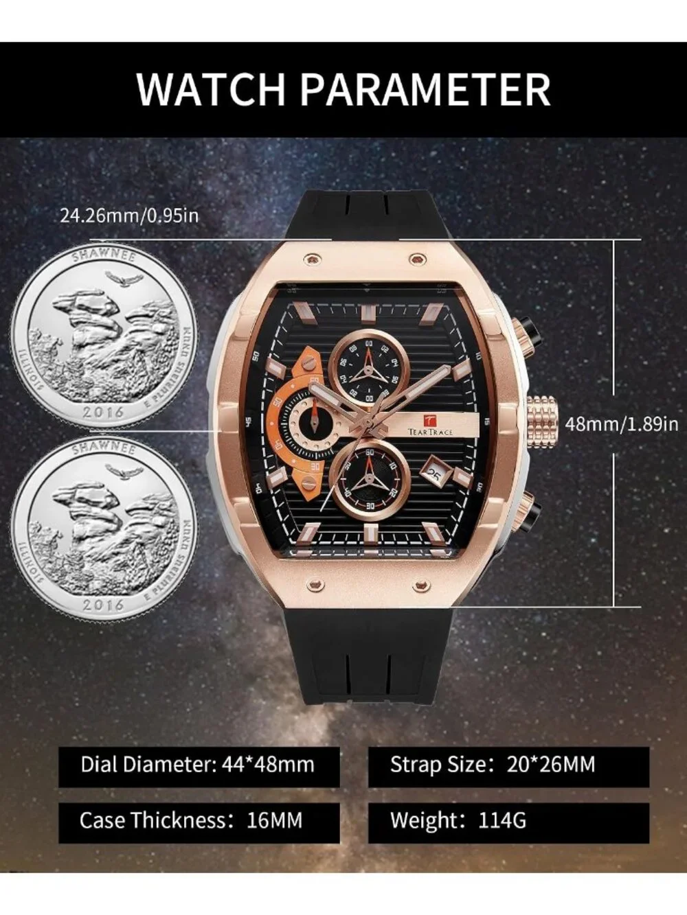 Men's Rose Gold Original Analog Quartz Waterproof Sport Fashion Unique Watch